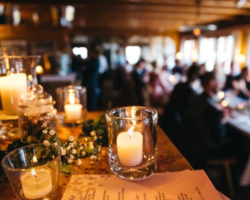 Beautiful candles in the restaurant